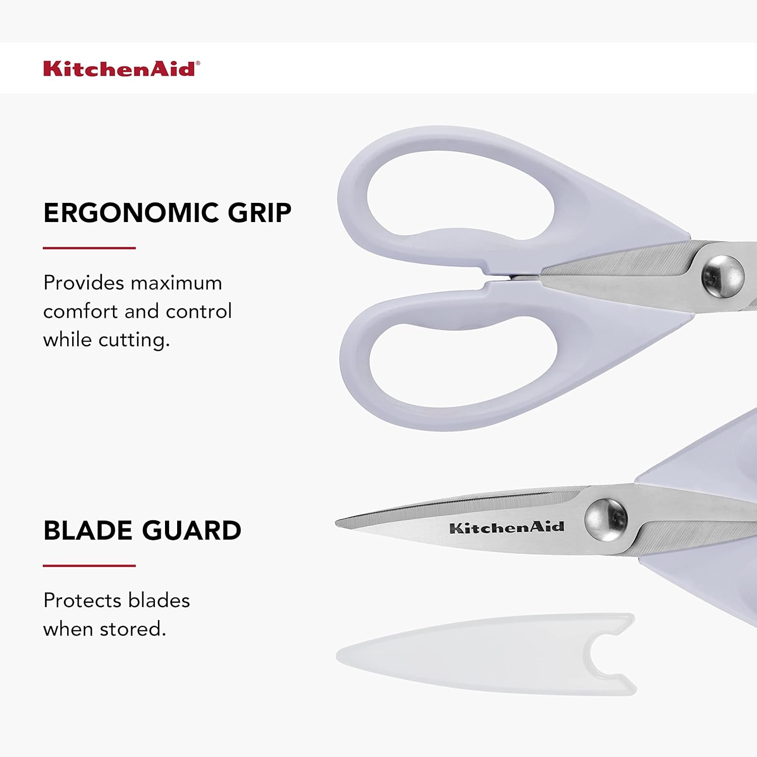 KitchenAid All Purpose Kitchen Shears with Protective Sheath Durable Stainless Steel Scissors, Dishwasher Safe, Soft Grip Comfort Handle, 8.72 Inch, Aqua Sky