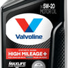 Valvoline Full Synthetic High Mileage with MaxLife Technology SAE 0W-20 Motor Oil 5 QT, Case of 3