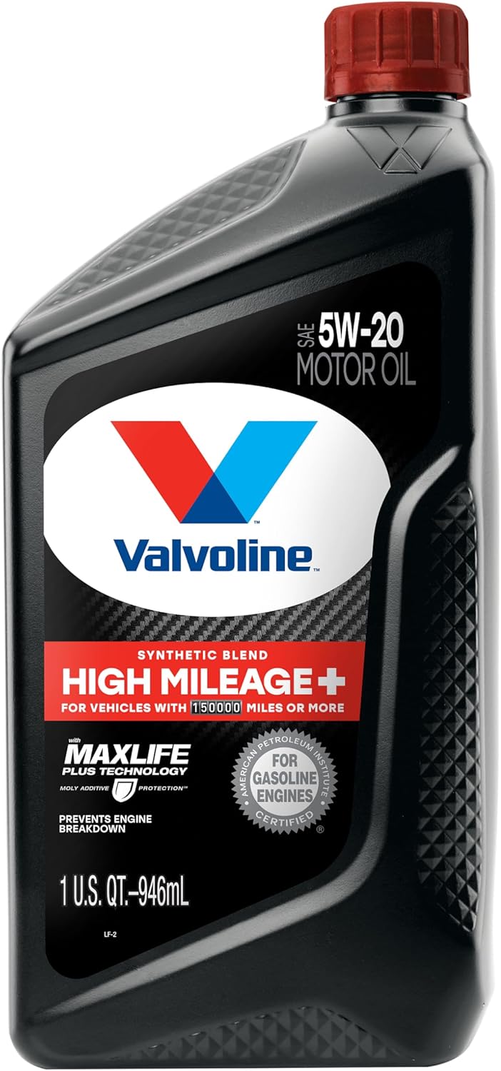Valvoline Full Synthetic High Mileage with MaxLife Technology SAE 0W-20 Motor Oil 5 QT, Case of 3