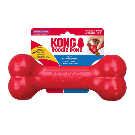 KONG Goodie Bone - Classic Durable Natural Rubber Dog Bone, Supports Mental Engagement - Treat Dispensing - Red - for Medium Dogs