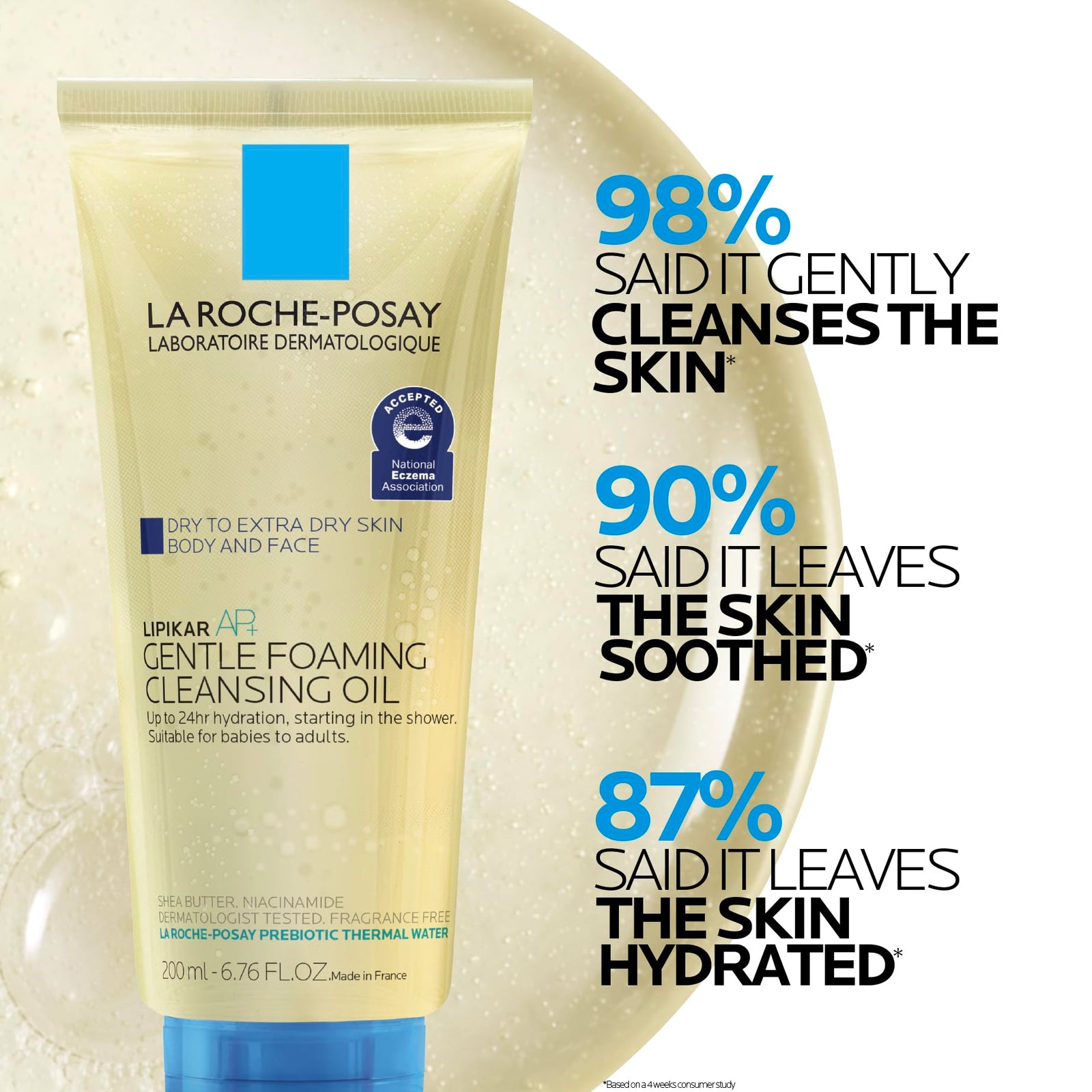 La Roche-Posay Lipikar AP+ Gentle Foaming Cleansing Oil, Gentle Oil Cleanser for Face and Body Formulated with Niacinamide, Long-Lasting 24-hour Hydration, Fragrance-Free & Soap Free