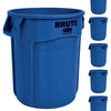 Rubbermaid Commercial Products BRUTE Heavy-Duty Round Trash/Garbage Can, 20-Gallon, Yellow, Outdoor Waste Container for Landscapers/Construction/Restaurants/Back of House/Offices/Warehouses, Pack of 6