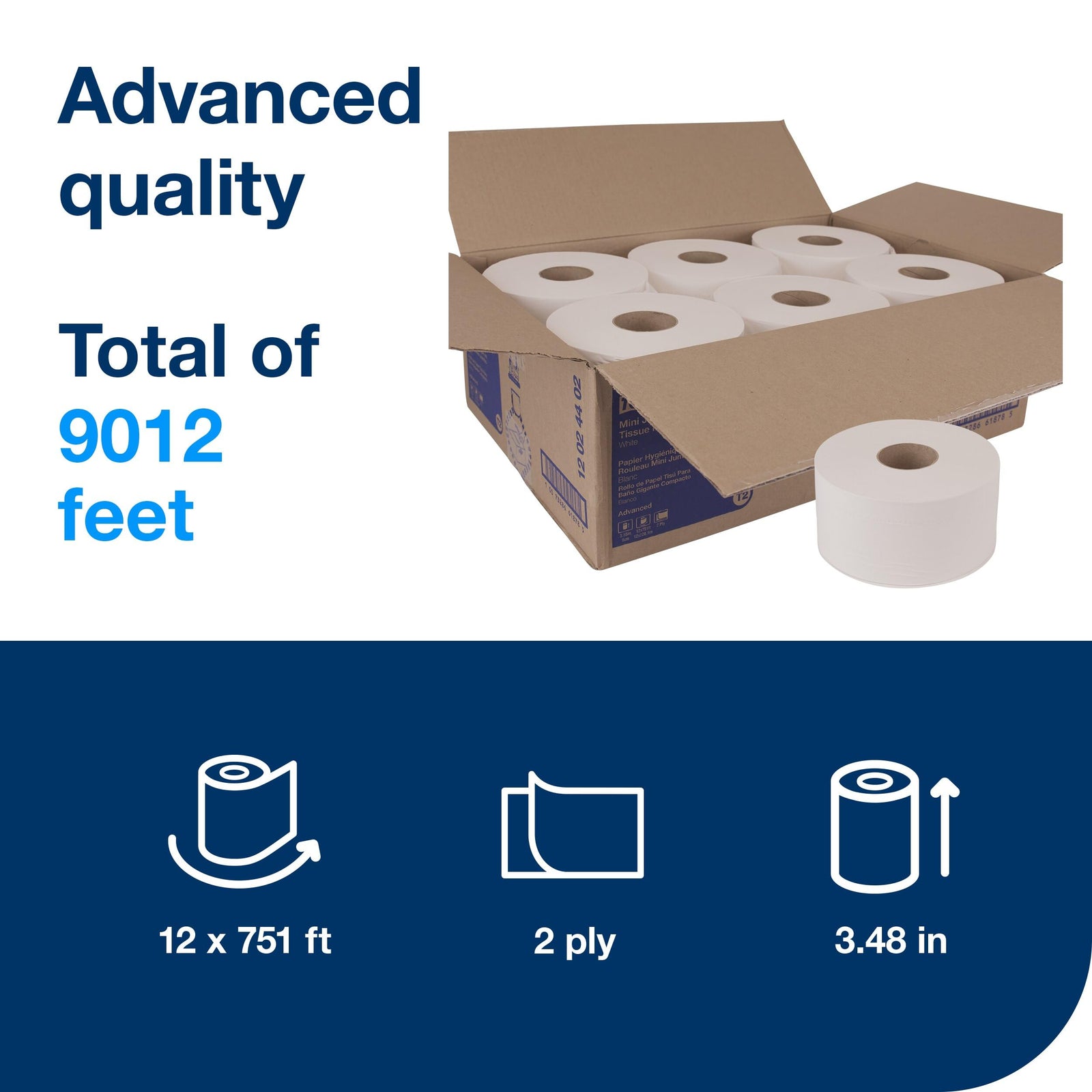 Tork Mini Jumbo Toilet Paper Roll White T2, Advanced (2-Ply) and Tork Matic Soft Hand Towel Roll, White, Advanced (1-Ply)