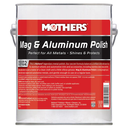 Mothers Mag & Aluminum Polish, 5 oz. — Brilliant Shine, Easy to Use, For All Uncoated & Unplated Metals Including Aluminum Wheels, Stainless Steel Trim and Exhaust Tips, Brass & More (05100)