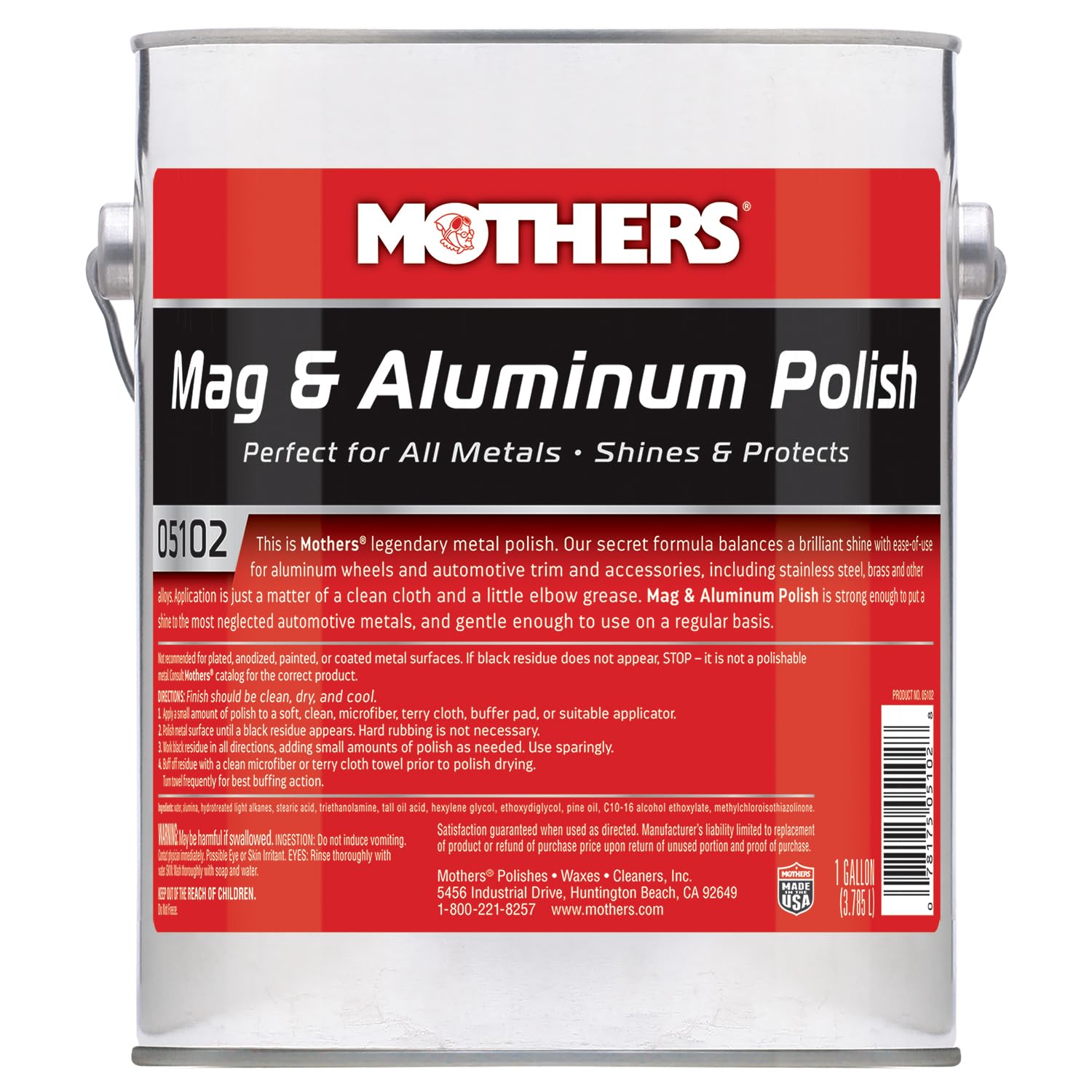 Mothers Mag & Aluminum Polish, 5 oz. — Brilliant Shine, Easy to Use, For All Uncoated & Unplated Metals Including Aluminum Wheels, Stainless Steel Trim and Exhaust Tips, Brass & More (05100)