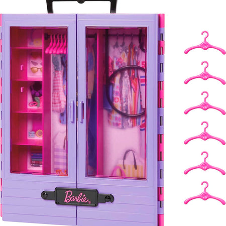 Barbie Fashionistas Ultimate Closet Portable Fashion Toy with Doll, Clothing, Accessories and Hangers, Gift for 3 Years Old and Up