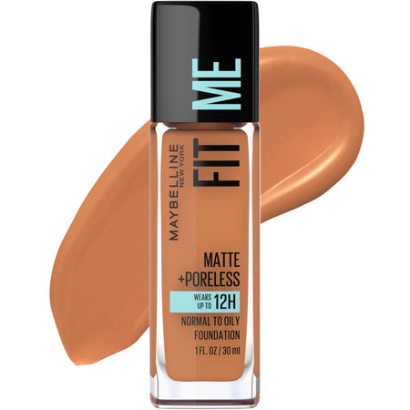 Maybelline Fit Me Matte + Poreless Liquid Oil-Free Foundation Makeup, Toffee, 1 Count (Packaging May Vary)