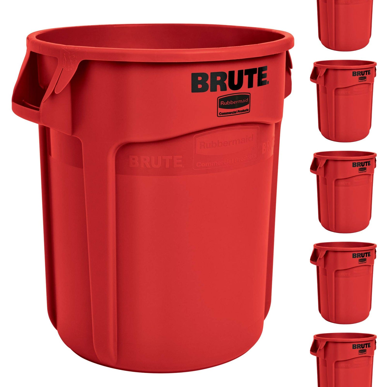 Rubbermaid Commercial Products BRUTE Heavy-Duty Round Trash/Garbage Can, 20-Gallon, Yellow, Outdoor Waste Container for Landscapers/Construction/Restaurants/Back of House/Offices/Warehouses, Pack of 6