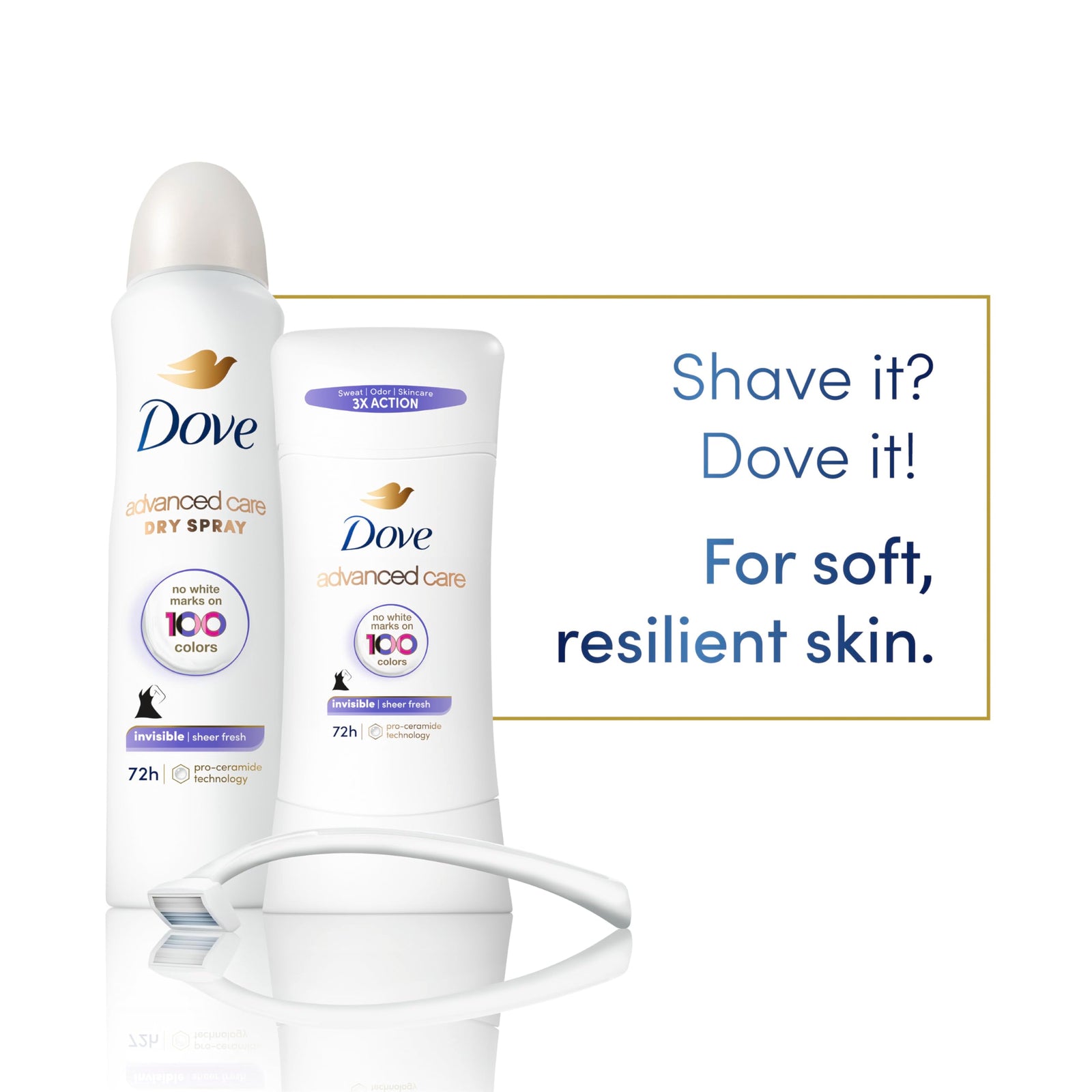 Dove Advanced Care Antiperspirant Deodorant Stick Sheer Cool for Soft, Resilient Skin, with 72-Hour Sweat & Odor Protection, 2.6 oz