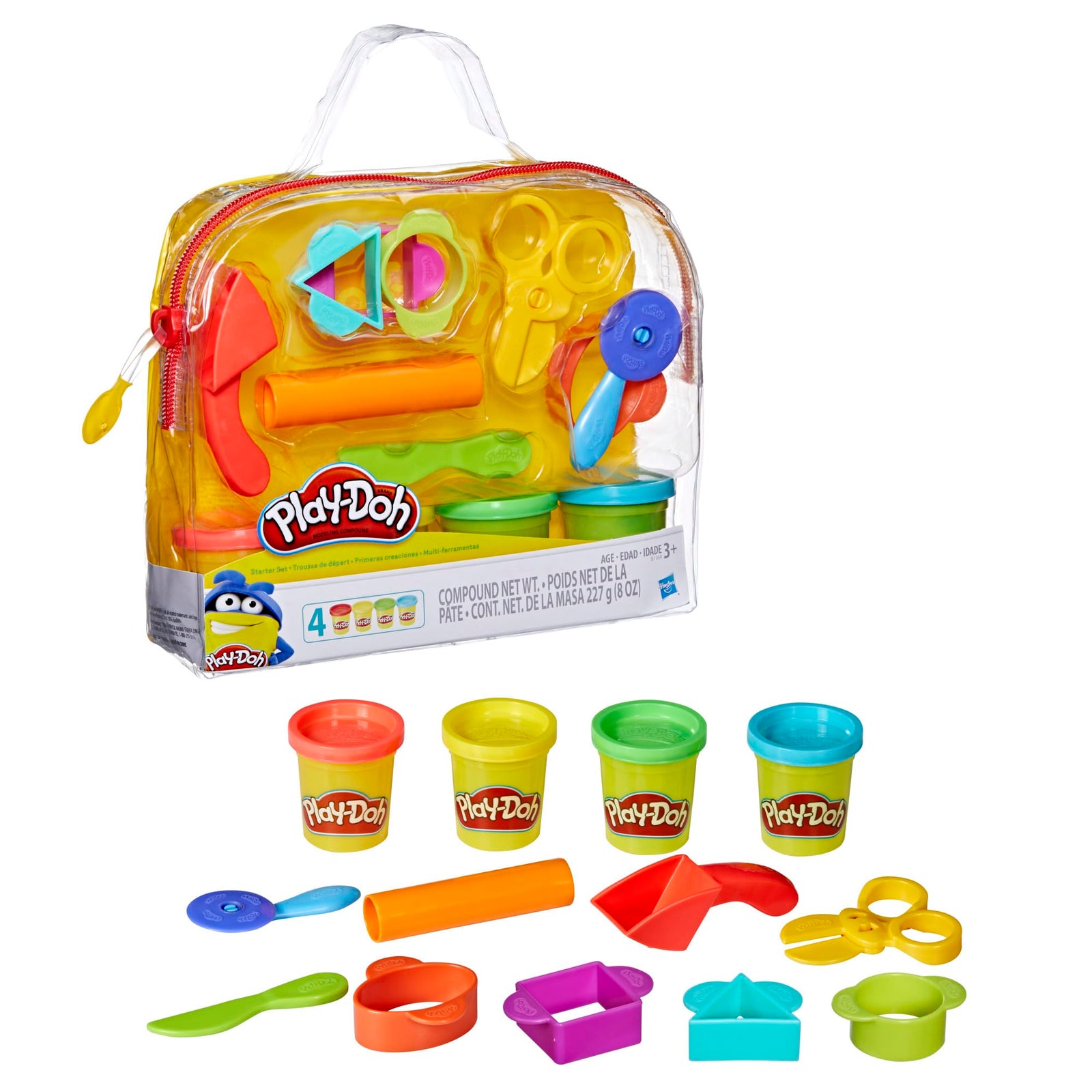 Play-Doh Starter Set 9-Piece Kit with Storage Tote & 4 Modeling Compound Cans, Arts and Crafts for Kids, Back to School Classroom Supplies, Preschool Toys, Ages 3+