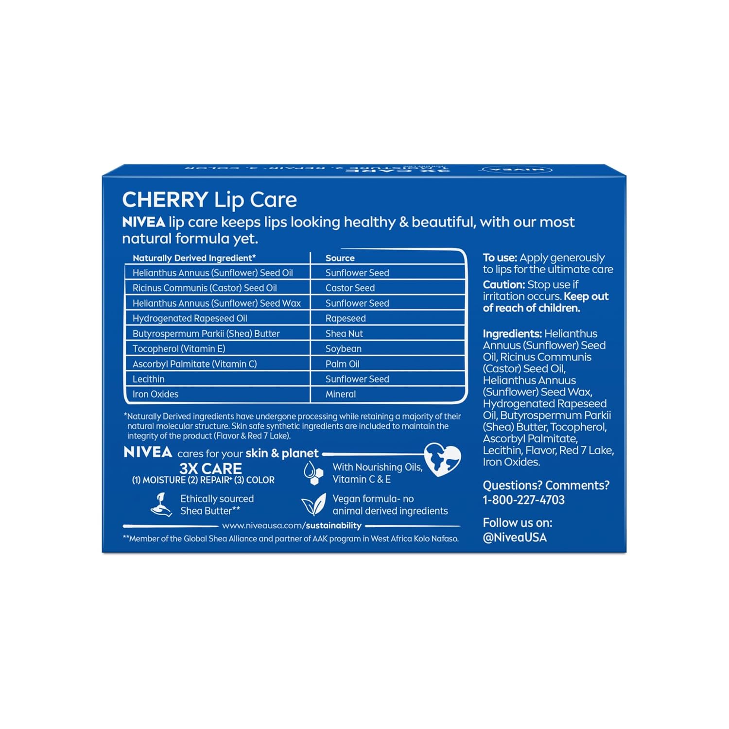 NIVEA Mango Lip Care, Vegan Lip Balm Pack with Shea Butter, Nourishing Oils and Vitamin C & E, 3-in-1 Moisturize, Repair and Protect, 0.17 Oz Stick, Pack of 4