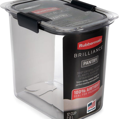 Rubbermaid Brilliance Pantry Food Storage Containers, Set of 4 (8 Pieces), BPA-Free, Clear, Airtight