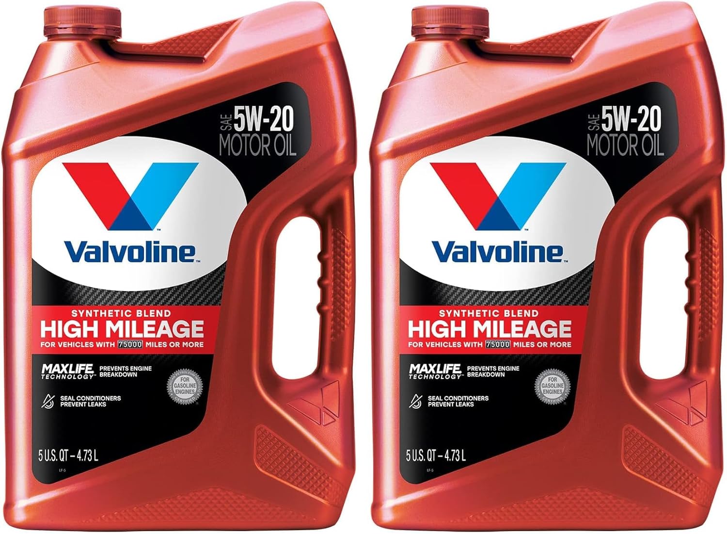 Valvoline Full Synthetic High Mileage with MaxLife Technology SAE 0W-20 Motor Oil 5 QT, Case of 3