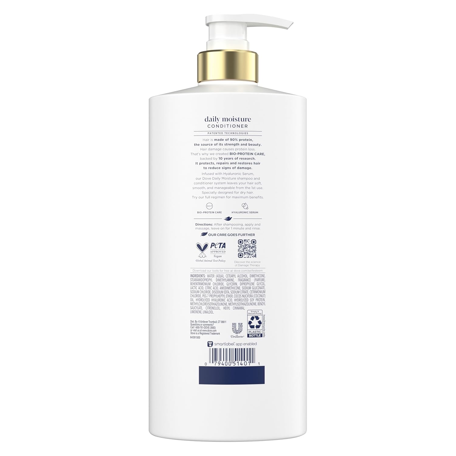 Dove Conditioner Daily Moisture for Dry Hair with Bio-Protein Care Technology and Hyaluronic Serum 28 Fl Oz