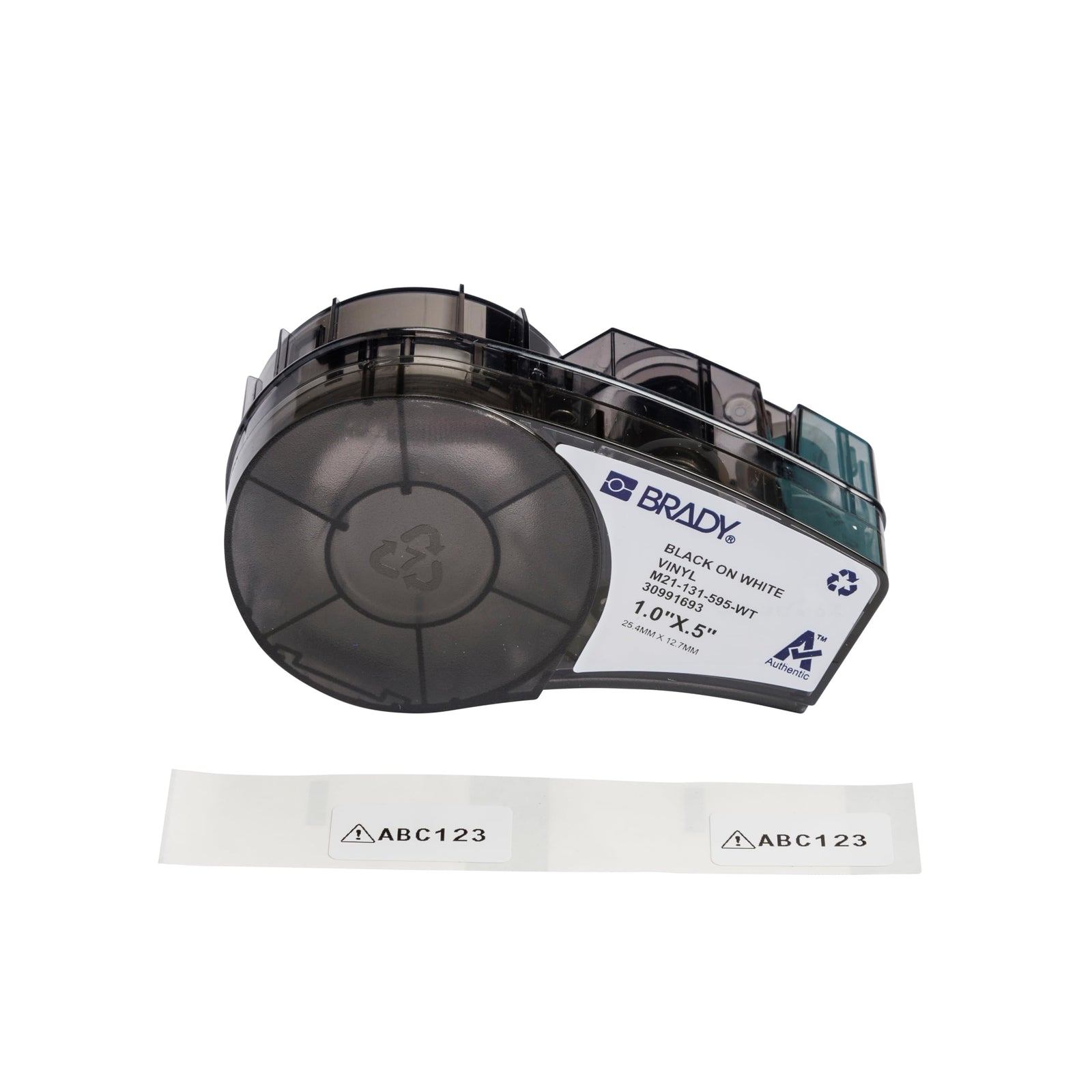 Brady Authentic (M21-375-595-BR) All-Weather Vinyl Label for Indoor/Outdoor ID, Lab and Equipment Labeling, White on Brown- ForM210, M210-LAB, M211, BMP21-PLUS and BMP21-LAB Printers, .375" W, 21' L