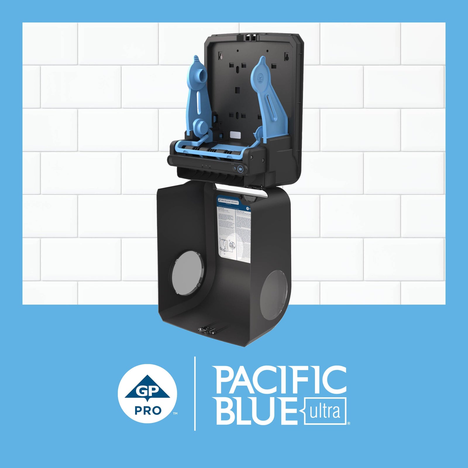 Pacific Blue Ultra 8" High-Capacity Automated Touchless Paper Towel Dispenser by GP PRO (Georgia-Pacific); Black; 59590; 12.9" W x 9" D x 16" H; 1 Dispenser