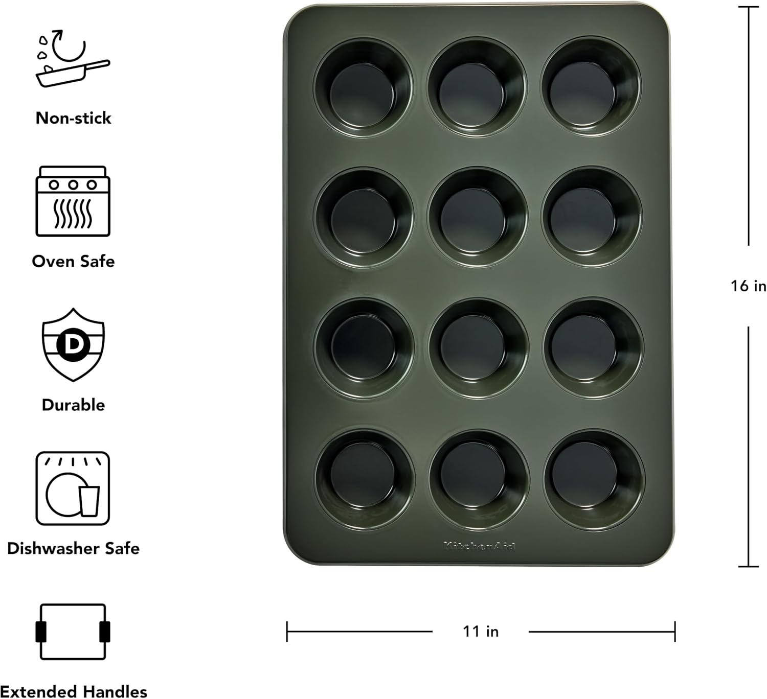 KitchenAid Non-stick Muffin Pan, 12 Cup, Evergreen