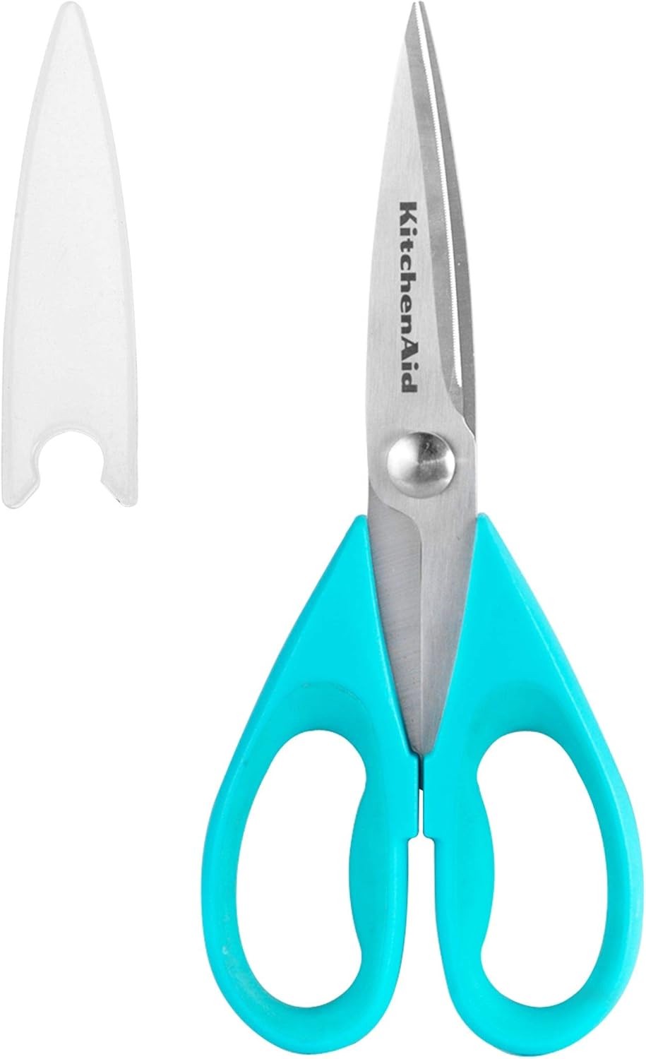 KitchenAid All Purpose Kitchen Shears with Protective Sheath Durable Stainless Steel Scissors, Dishwasher Safe, Soft Grip Comfort Handle, 8.72 Inch, Aqua Sky