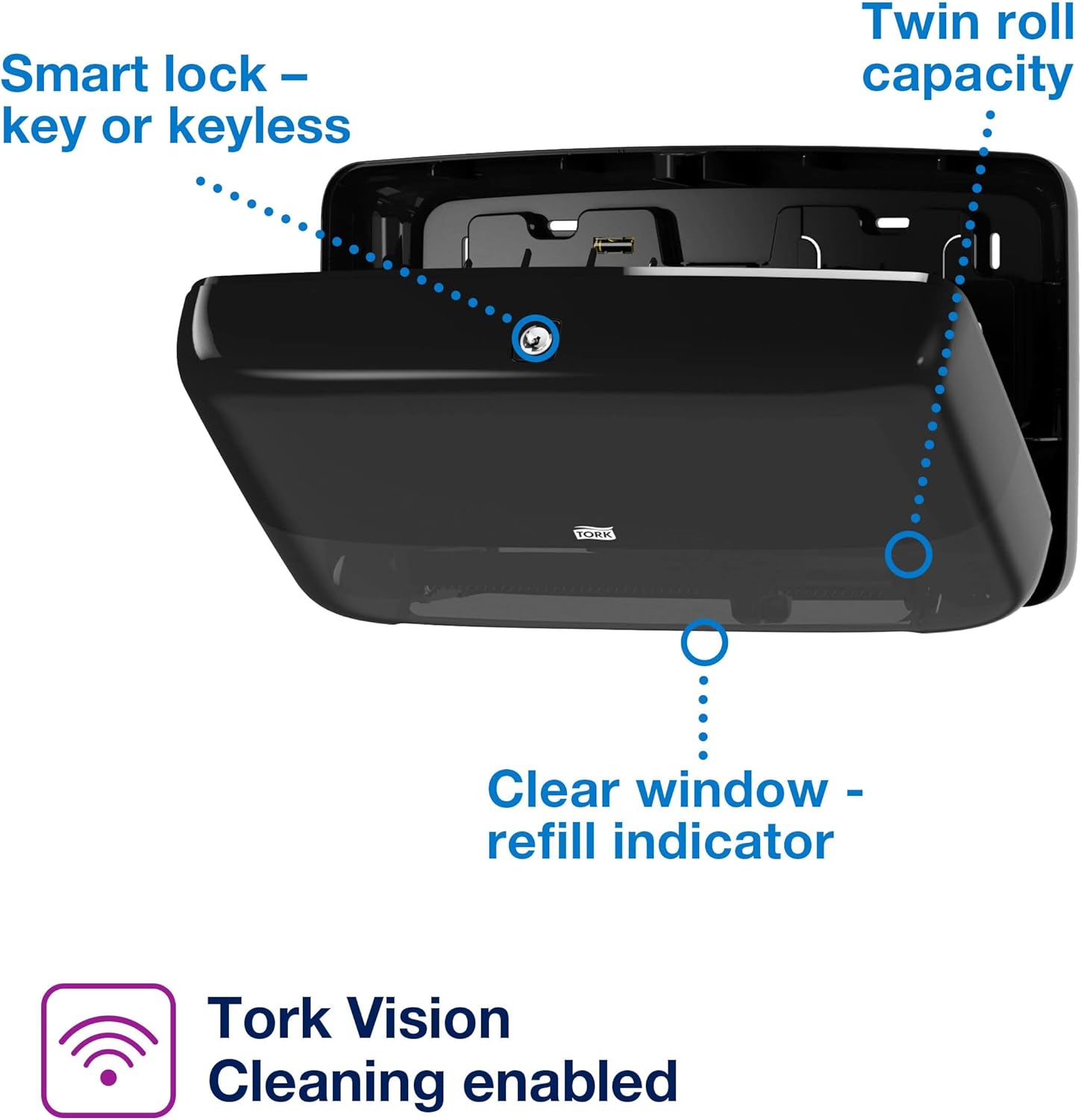 Tork Matic Paper Towel Dispenser and Tork Twin Mini Jumbo Toilet Paper Roll Dispenser (Black)