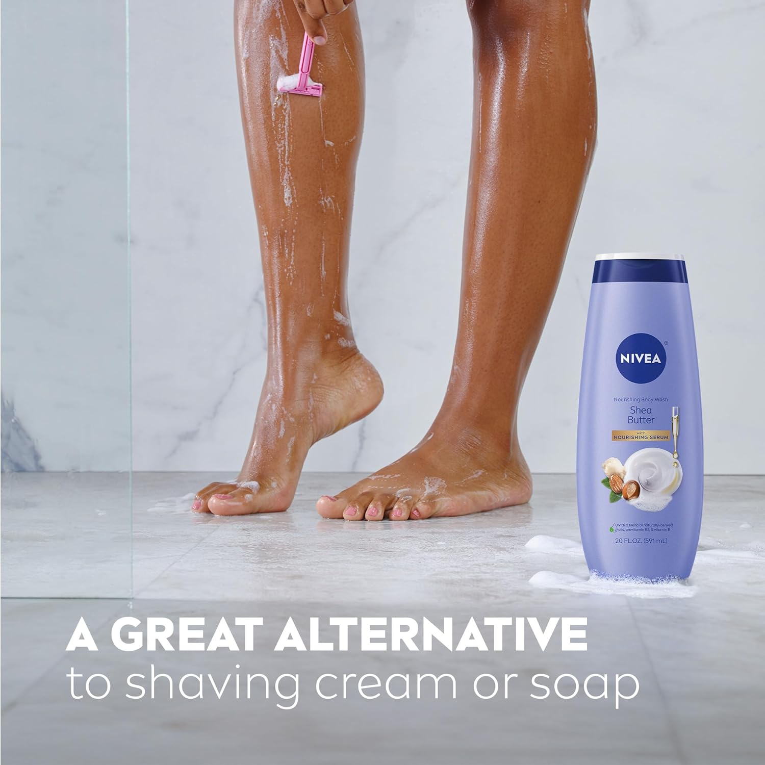 NIVEA Shea Nourish Body Lotion (16.9 Fl Oz) Nourishing Shea Butter Body Wash (20 Fl Oz), Nourishing Skin Care Set with Shea Butter