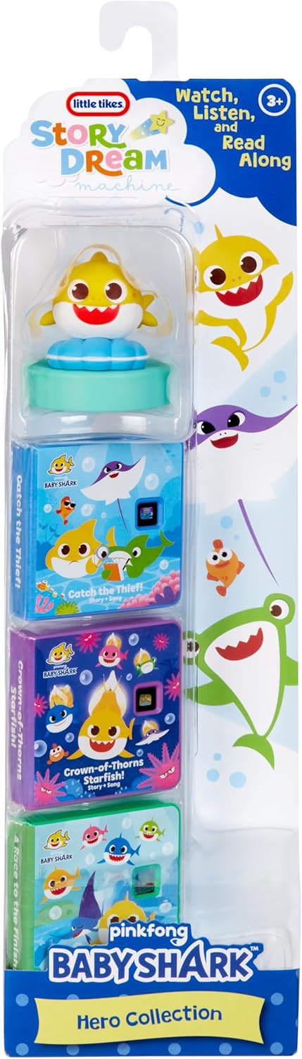 Little Tikes Story Dream Machine Baby Shark Heroes Collection, Storytime, Books, Audio Character, Toy Gift for Toddlers, Kids Girls Boys Ages 3+