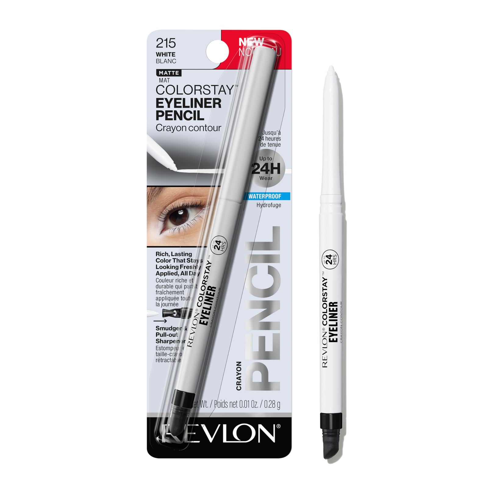 Revlon ColorStay Pencil Waterproof Eyeliner, Smudge-Proof, Eye Makeup with Built-In Sharpener, Stocking Stuffer for Women, 201 Black, 0.01 oz