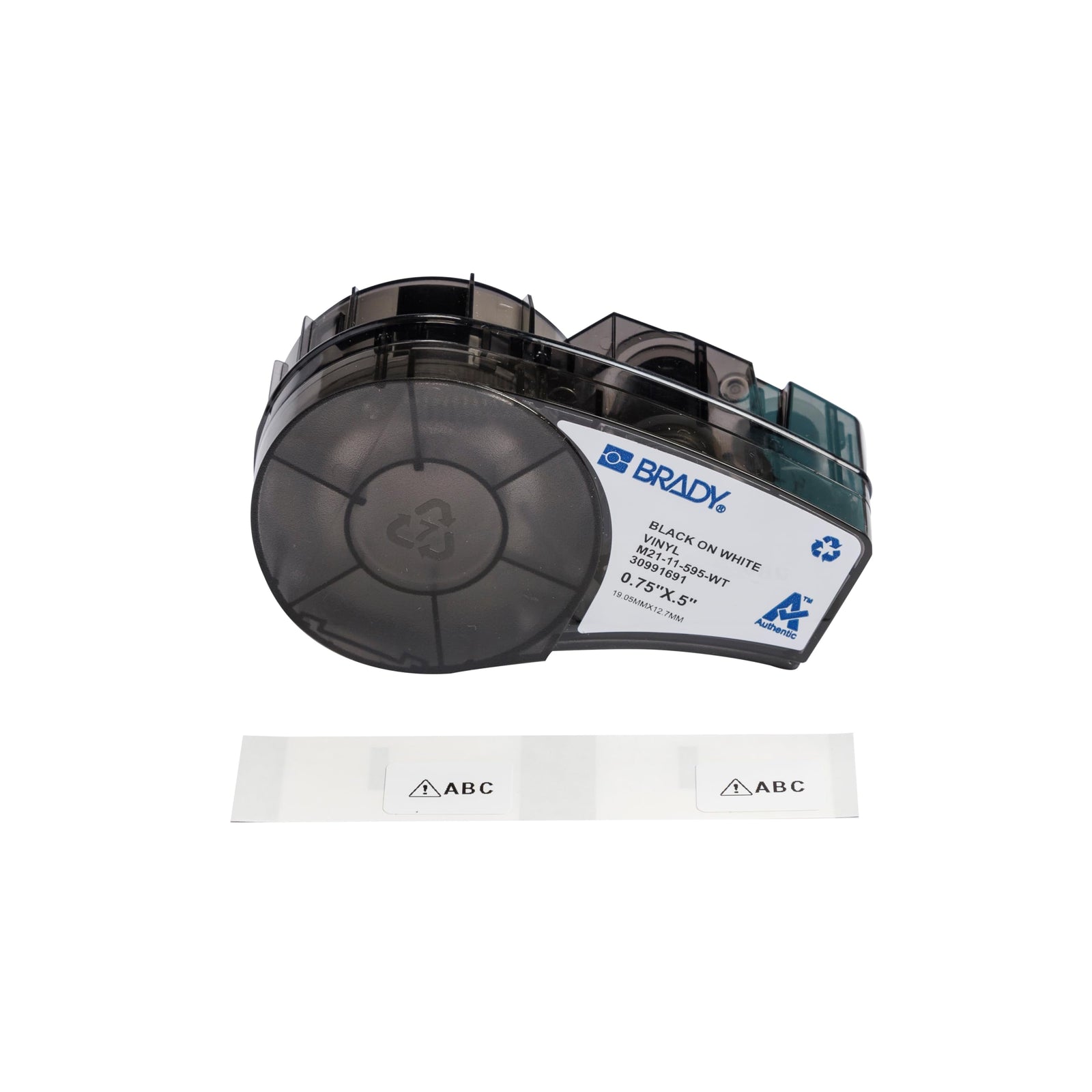 Brady Authentic (M21-375-595-BR) All-Weather Vinyl Label for Indoor/Outdoor ID, Lab and Equipment Labeling, White on Brown- ForM210, M210-LAB, M211, BMP21-PLUS and BMP21-LAB Printers, .375" W, 21' L