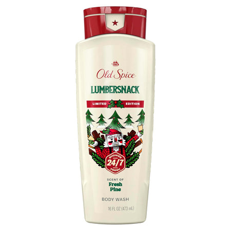 Old Spice Body Wash for Men, Holidudes Holiday Edition, 24/7 Holiday Freshness, Lasting Scent and Rich Lather, Stocking Stuffer, Lumbersnack with Fresh Pine Scent, 16 oz