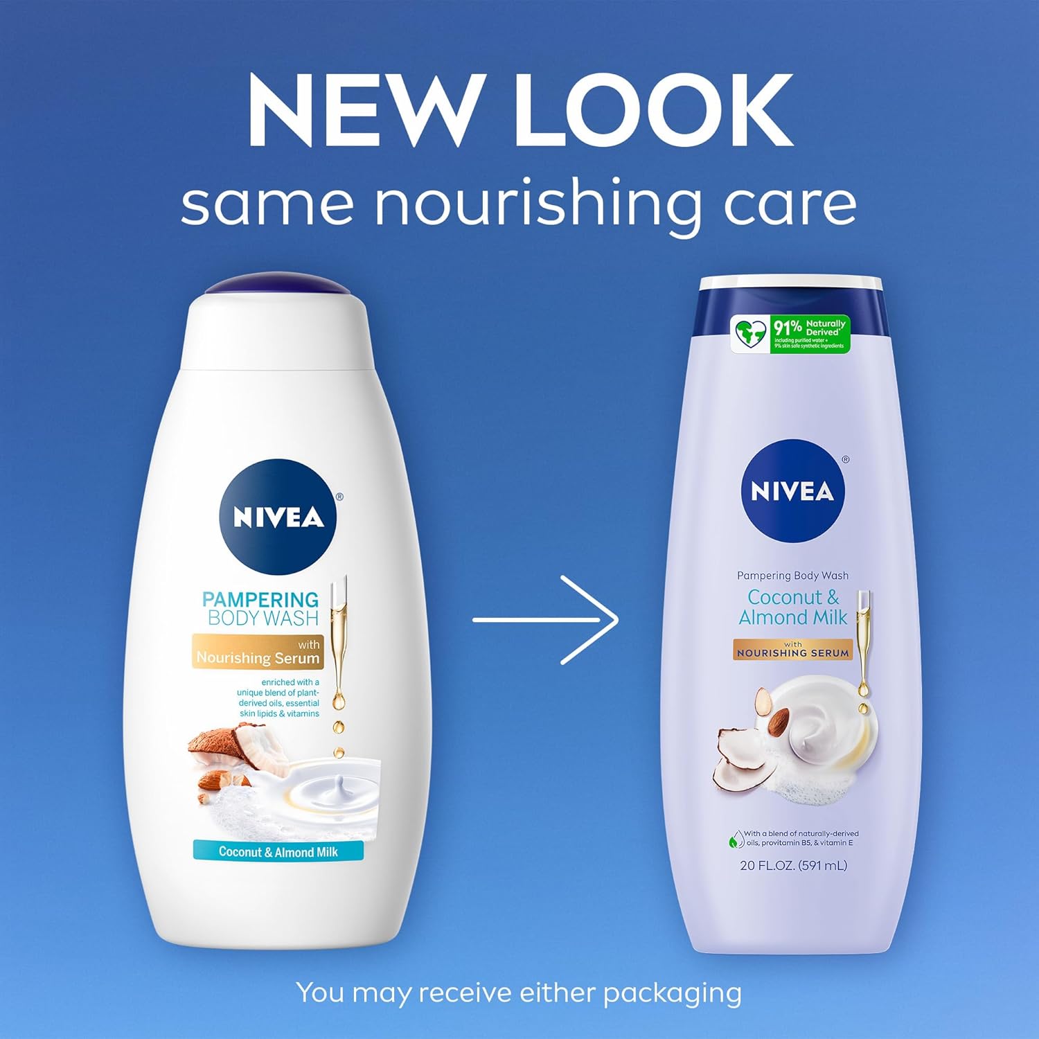 NIVEA Pampering Cocoa and Shea Butter Body Wash with Nourishing Serum, Moisturizing Body Wash for Women, Enriched with Provitamin B5 and Vitamin E, 20 Fl Oz Bottle