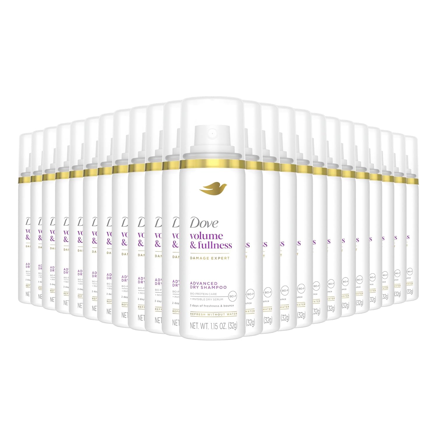 Dove Advanced Dry Shampoo Volume & Fullness Refresh & Revive Flat Hair Without Water for 2 Days of Freshness & Bounce 1.15 oz