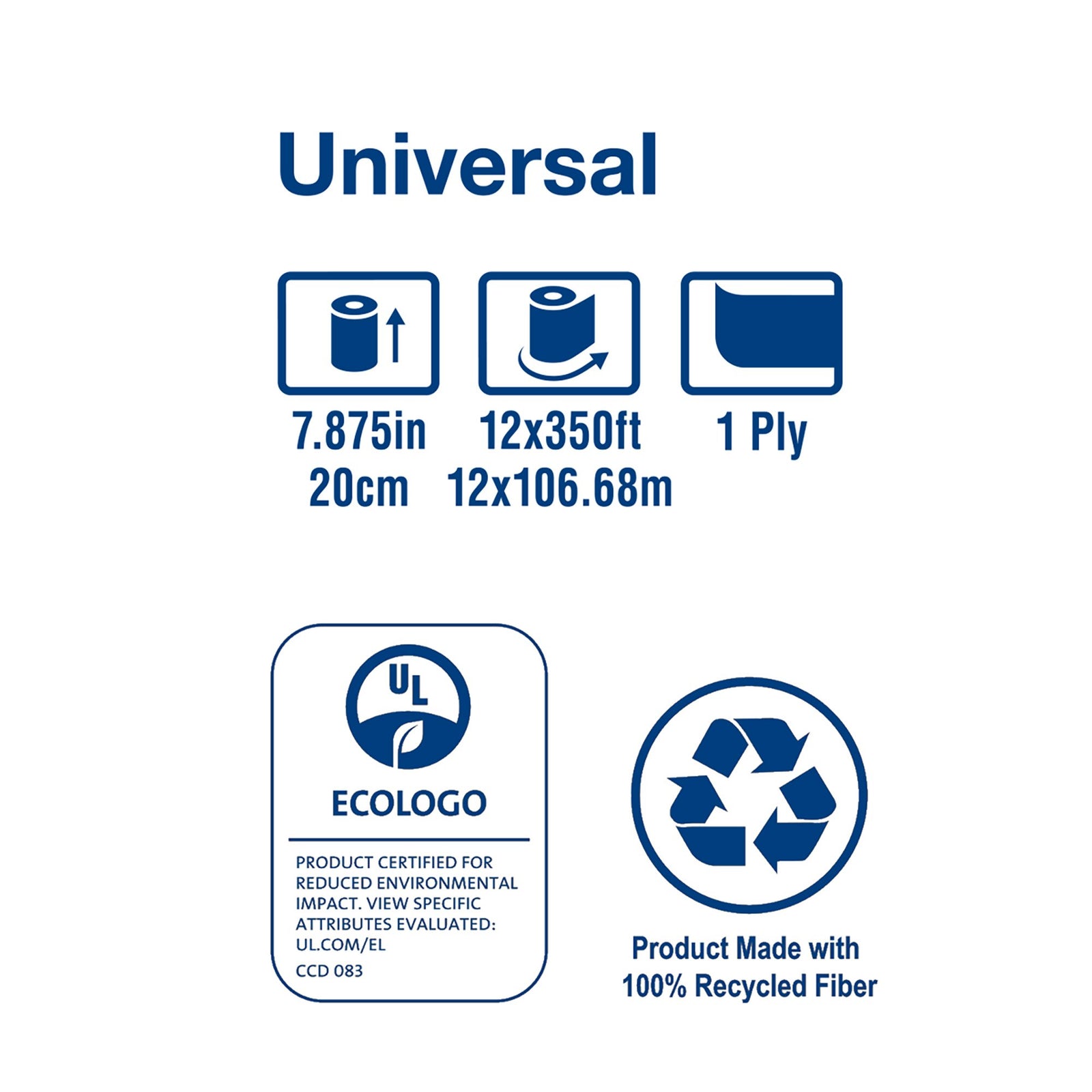 Tork Hand Towel Roll, Natural, Universal, H80, Extra Large, 100% Recycled, 1-Ply, 6 Rolls x 1000 ft, 8031000