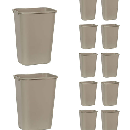 Rubbermaid Commercial Products Deskside Wastebasket/Trash Can, 10.25-Gallon/41-Quart, Beige, Plastic, Garbage Can for Home/Office, Fits Under Desk/Sink/Cabinet, Pack of 12