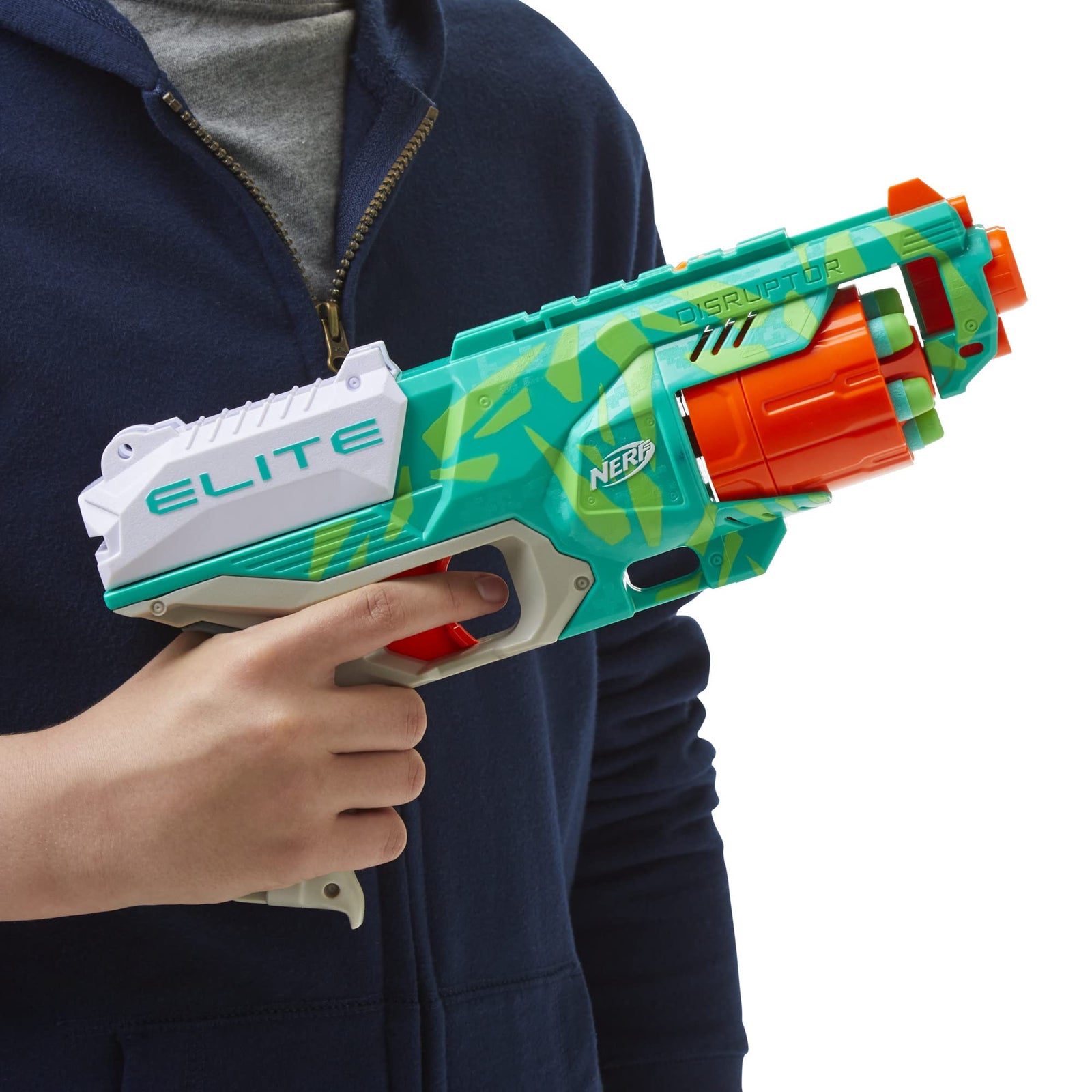 NERF Elite Disrupter Blaster - 6-Dart Rotating Drum, Slam Fire, Translucent Red (Amazon Exclusive)