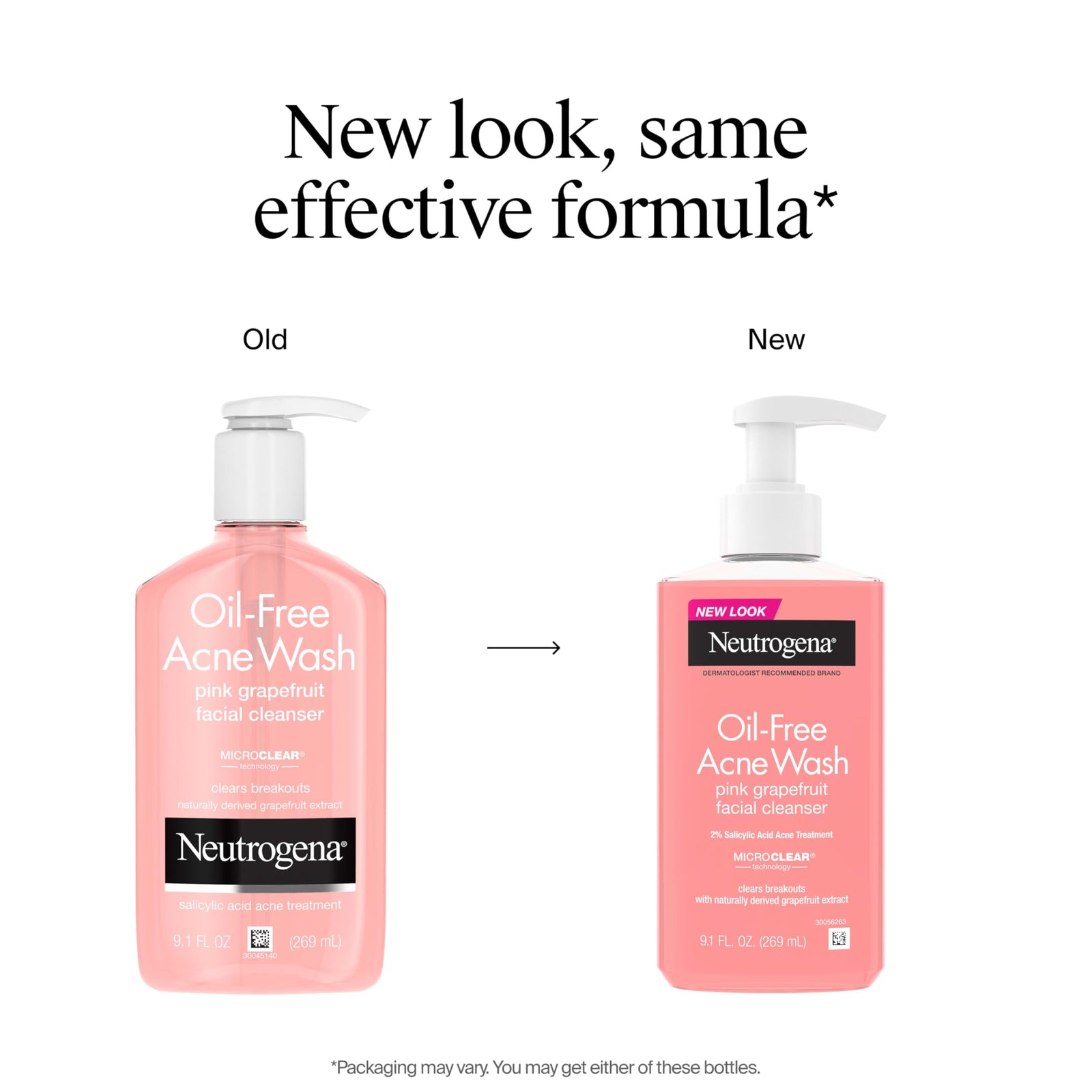 Neutrogena Oil-Free Pink Grapefruit Pore Cleansing Acne Wash and Daily Liquid Facial Cleanser with 2% Salicylic Acid Acne Medicine and Vitamin C, 6 fl. oz