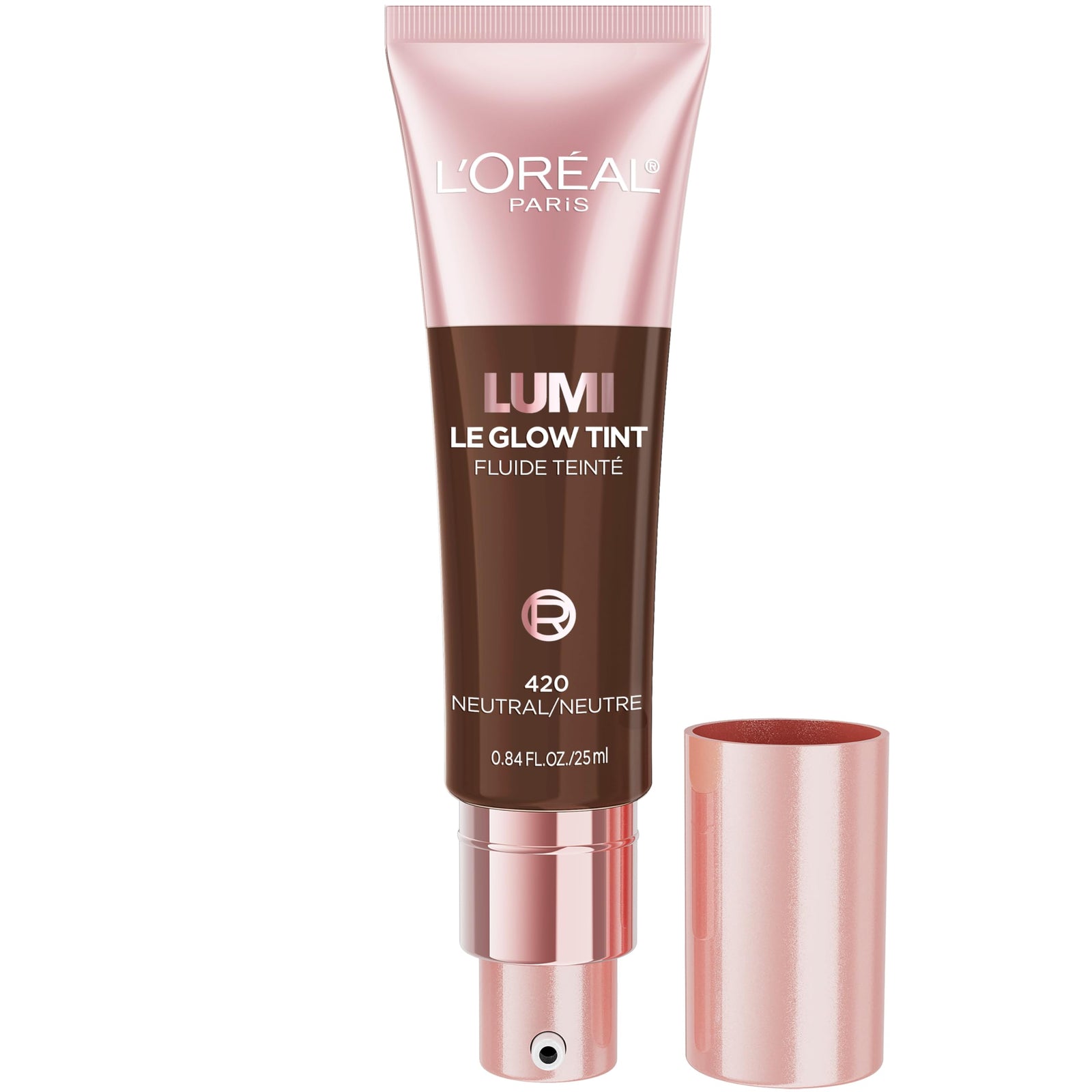 L'Oreal Paris Lumi Le Glow Skin Tint, Lightweight Water-Based Tinted Serum with Foundation-Like Coverage, Glow Illuminator, Warm 220, 0.85 Fl Oz