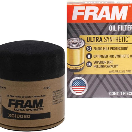 FRAM Ultra Synthetic XG10060 20K Mile Change Automotive Replacement Engine Oil Filter for Synthetic Oil Changes, Premium Vehicle Engine Protection Oil Filter for Select Vehicle Model Years