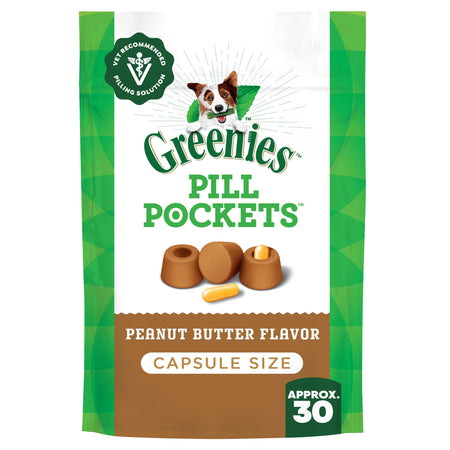 Greenies Pill Pockets for Dogs Large Size, Soft Dog Treats, Real Peanut Butter Flavor, (6) 7.9 oz. Pouches (180 Treats Total)