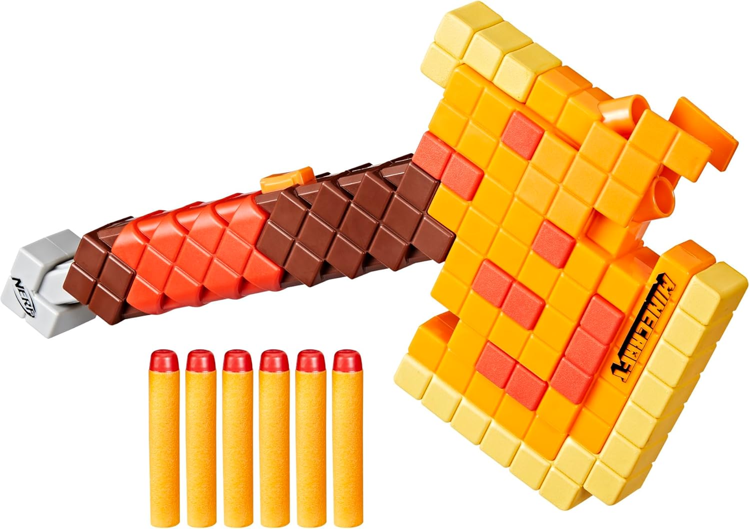 Nerf Minecraft Firebrand, Dart Blasting Axe, 6 Nerf Elite Foam Darts, Design Inspired by Minecraft Axe in The Game, Pull Down Priming, Minecraft Toys