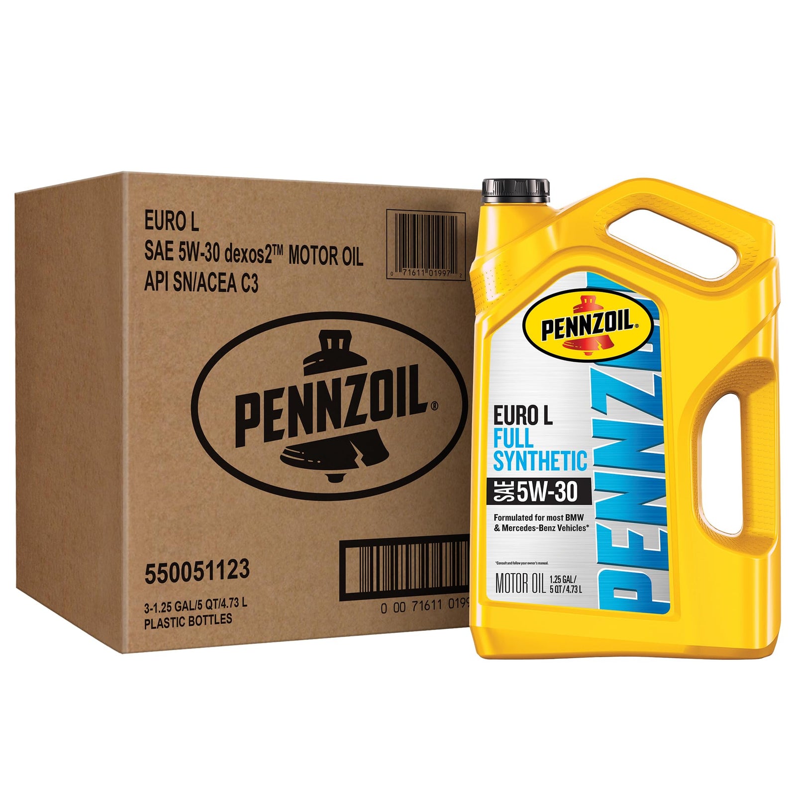 Pennzoil Platinum Euro L Full Synthetic 5W-30 Motor Oil, 5 Quart (3 Pack)
