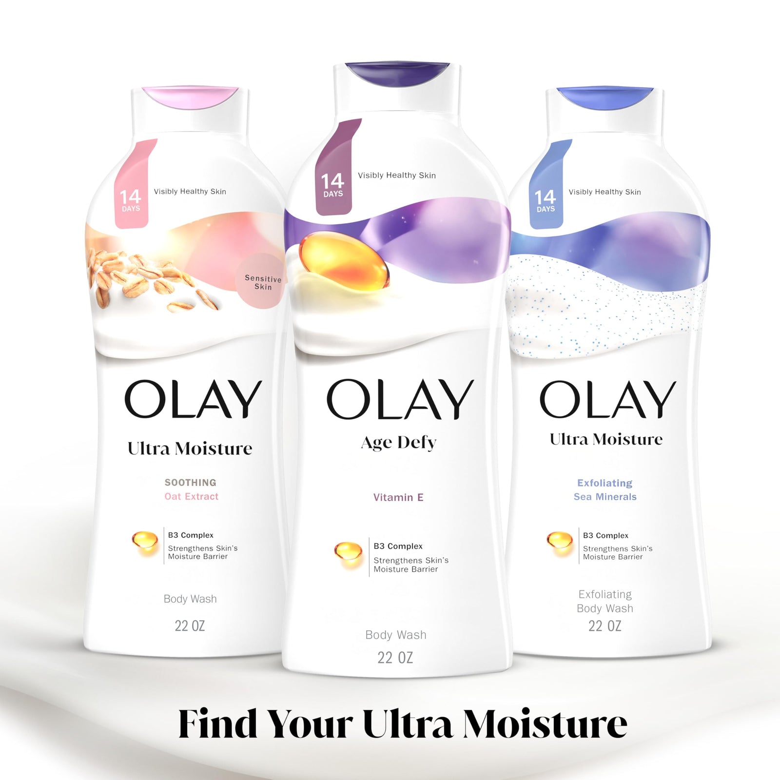 Olay Body Wash for Women, Age Defying with Vitamin E, 24hr Moisturizing, Hydrating & Refreshing, B3 Vitamin Complex, Free of Parabens & Phthalates, For All Skin Types, Scented, 33 fl oz (Pack of 4)