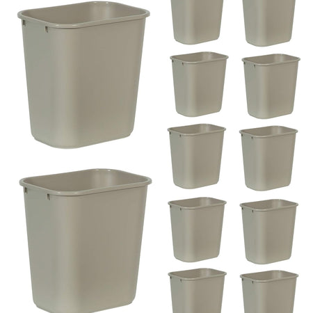 Rubbermaid Commercial Products Wastebasket/Trash Can, 7-Gallon/28-Quart, Beige, Plastic, for Bedroom/Bathroom/Office, Fits Under Desk/Sink, Pack of 12