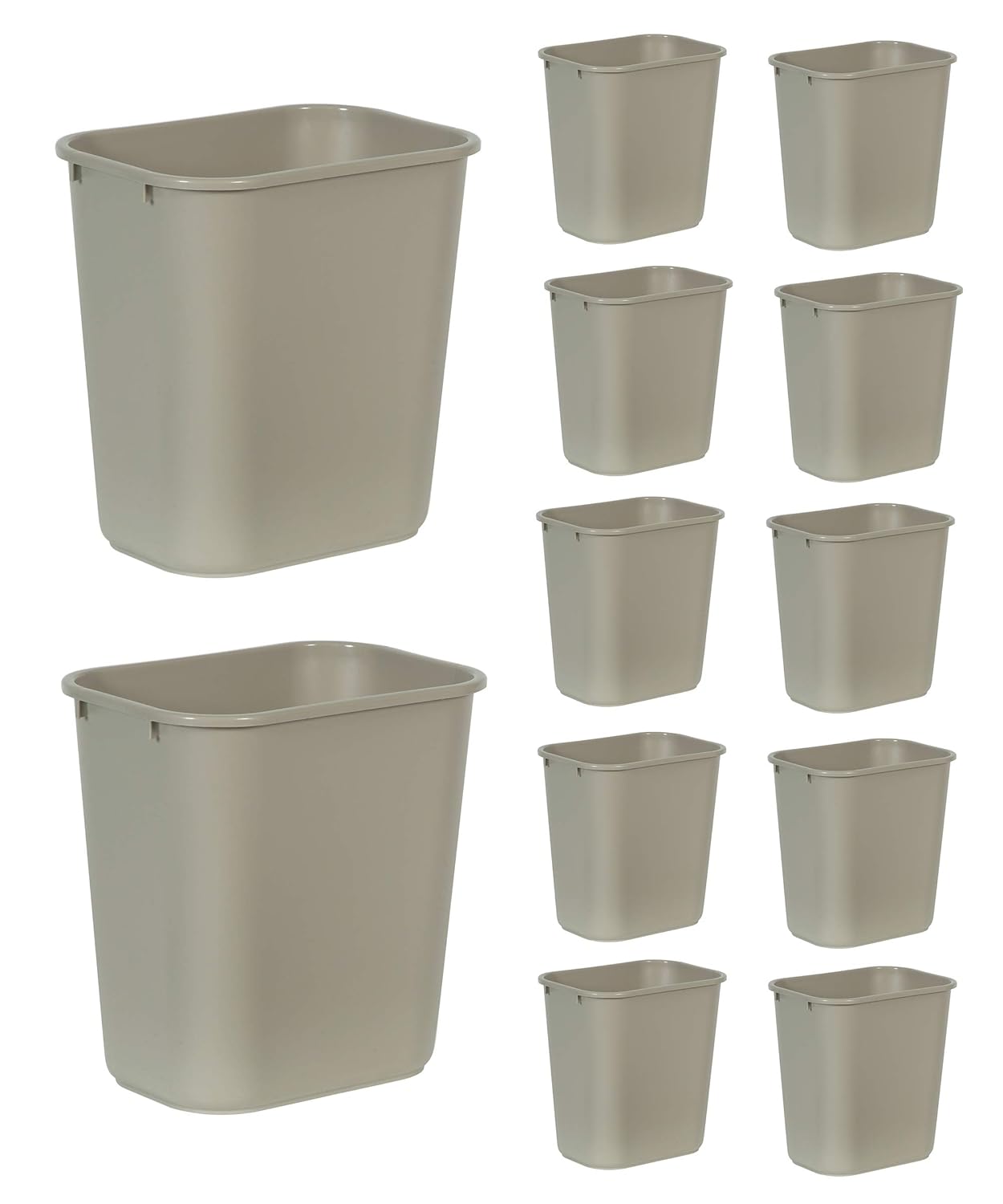 Rubbermaid Commercial Products Wastebasket/Trash Can, 7-Gallon/28-Quart, Beige, Plastic, for Bedroom/Bathroom/Office, Fits Under Desk/Sink, Pack of 12