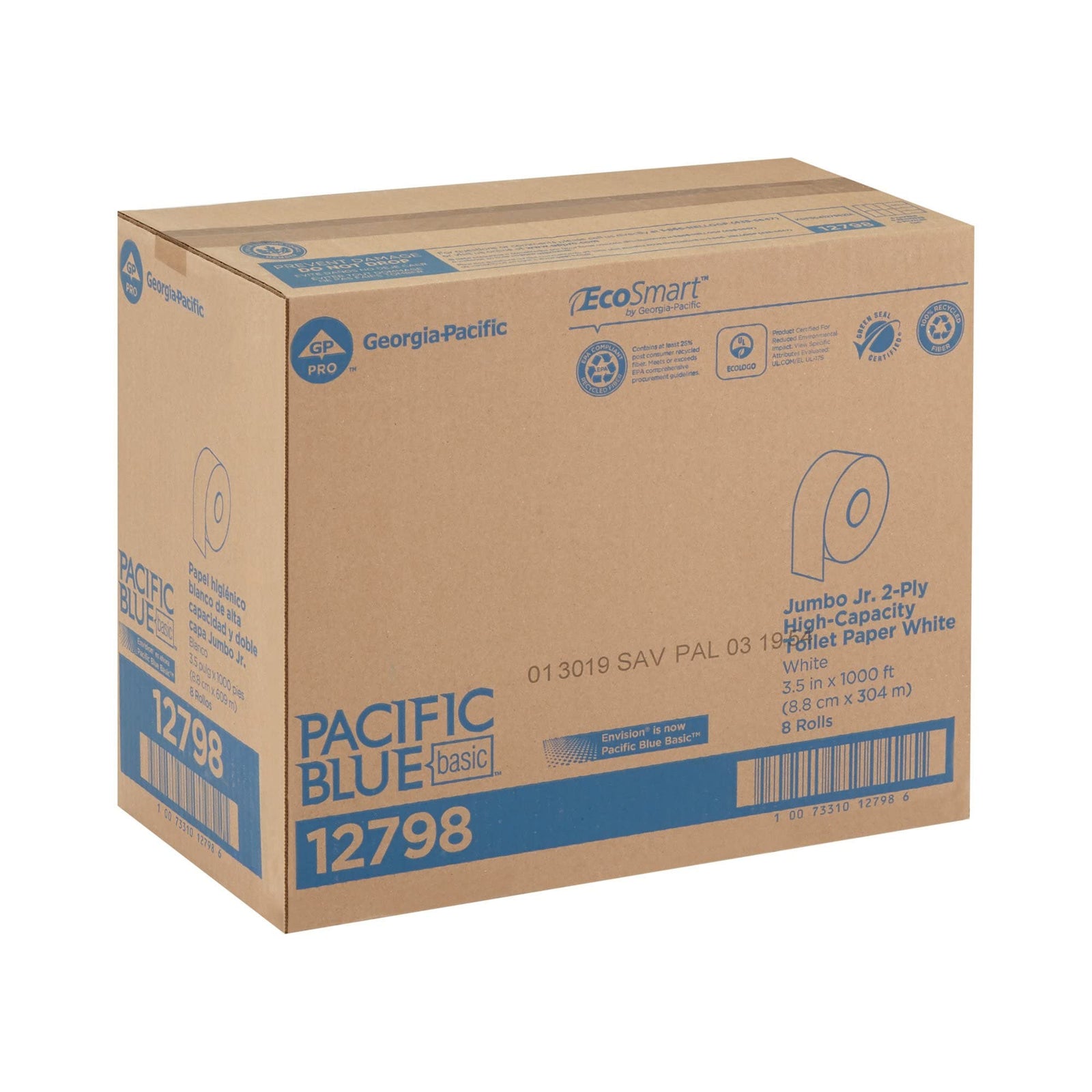 Pacific Blue Select 2-Ply Jumbo Jr. 9" Toilet Paper by GP PRO (Georgia-Pacific), 13728, 1,000 Linear Feet Per Roll, 8 Rolls Per Case