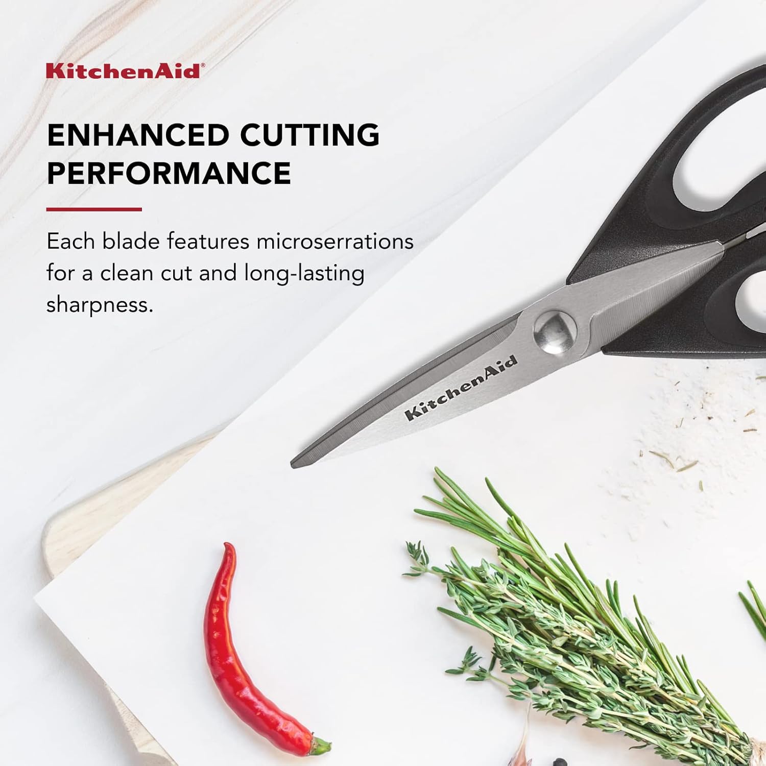 KitchenAid All Purpose Kitchen Shears with Protective Sheath Durable Stainless Steel Scissors, Dishwasher Safe, Soft Grip Comfort Handle, 8.72 Inch, Aqua Sky
