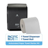 Pacific Blue Ultra 8" High-Capacity Automated Touchless Paper Towel Dispenser Starter Kit by GP PRO (Georgia-Pacific), Black Dispenser (59590) 1 White Towel Roll (26491)