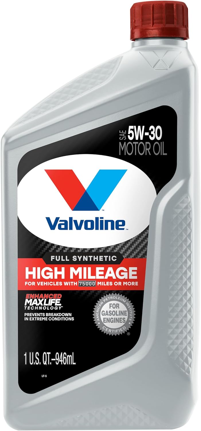 Valvoline Full Synthetic High Mileage with MaxLife Technology SAE 0W-20 Motor Oil 5 QT, Case of 3