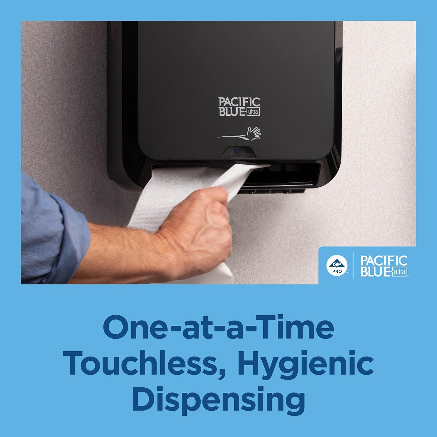 Pacific Blue Ultra 8" High-Capacity Mechanical Touchless Paper Towel Dispenser by GP PRO (Georgia-Pacific), Black, 59589, 12.9" W x 9" D x 16" H, 1 Dispenser