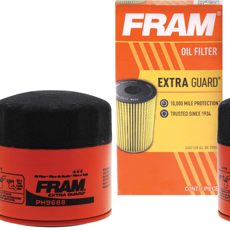 FRAM Extra Guard PH9688 10K Mile Change Automotive Replacement Interval Spin-On Engine Oil Filter for Select Vehicle Model Years, Vehicle Engine Protection Oil Filter for Everyday Drivers
