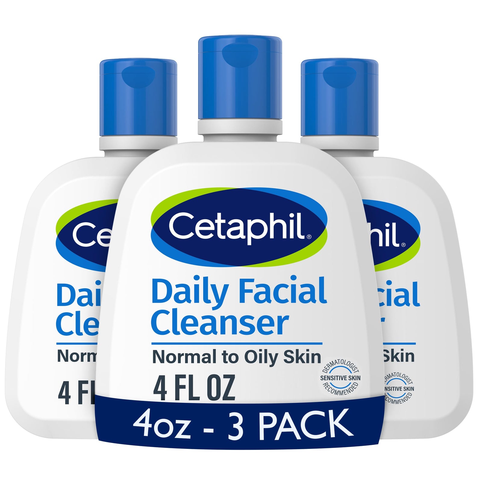 Cetaphil Face Wash, Daily Facial Cleanser for Sensitive, Combination to Oily Skin, 8 oz, Pack of 3, Gentle Foaming, Soap Free, Hypoallergenic