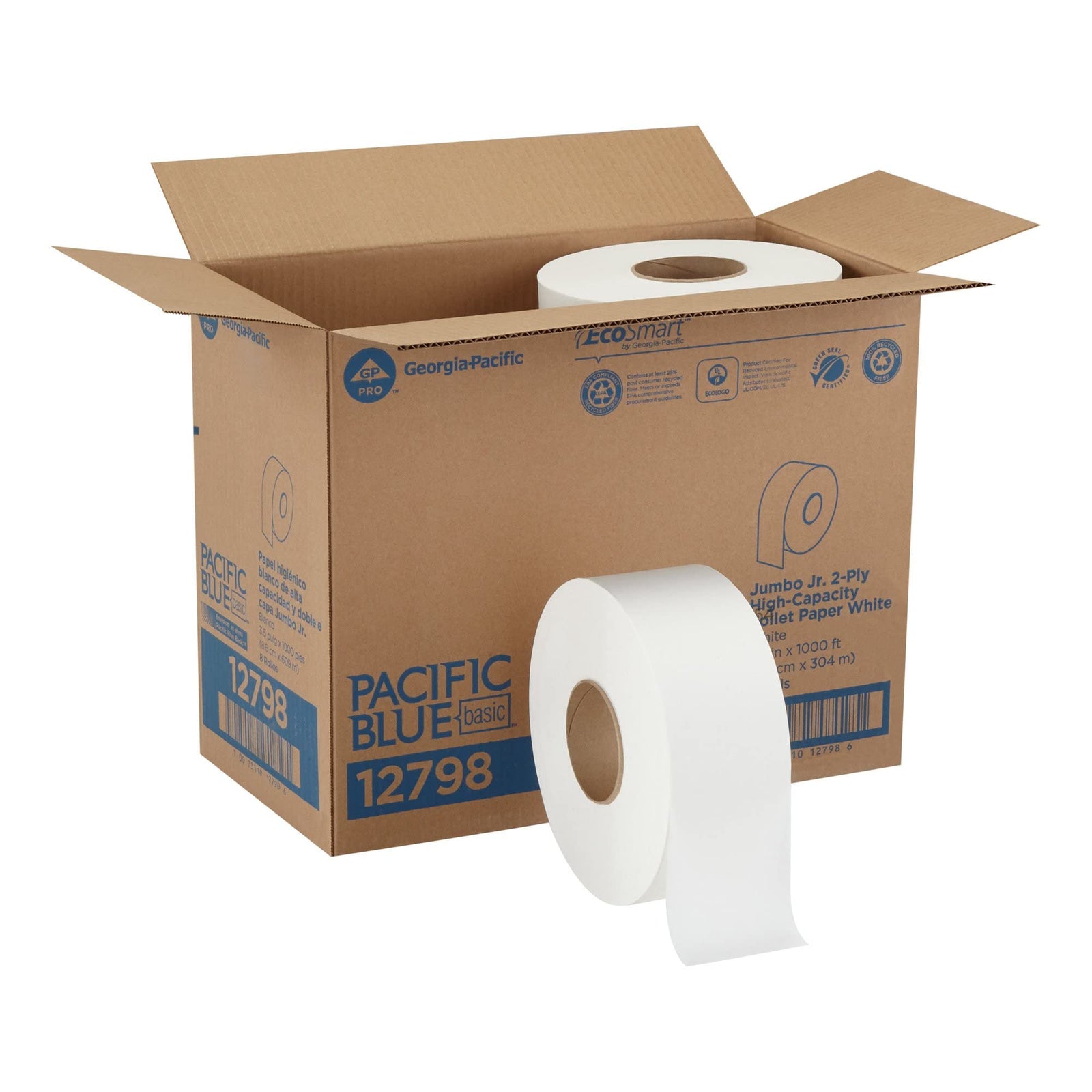 Pacific Blue Select 2-Ply Jumbo Jr. 9" Toilet Paper by GP PRO (Georgia-Pacific), 13728, 1,000 Linear Feet Per Roll, 8 Rolls Per Case
